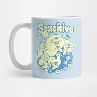 Sensitive - pastel blue/yellow Mug